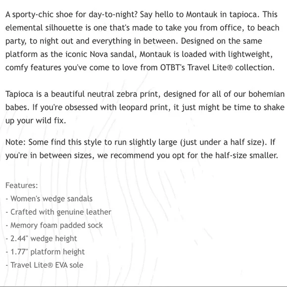 OTBT Montauk Tapioca Boho Ankle Strap Platform Wedge Leather Sandal 8.5M - Picture 11 of 11